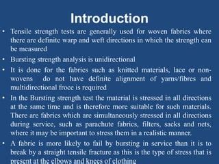 are knitted fabrics tested for bursting strength|yarn burst strength.